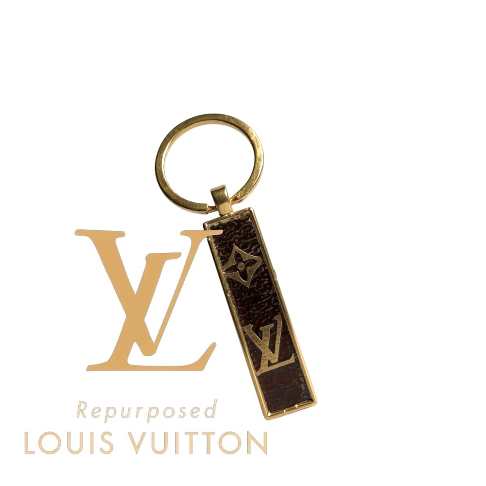 Louis Vuitton repurposed Gold and Brown Monogram Keychain upcycled